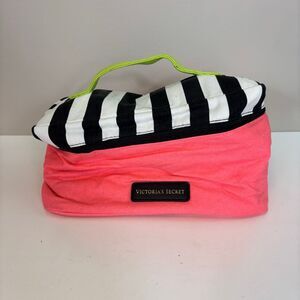 Victoria's Secret Pink with Black & White Striped Bra & Panties Holder Travel Ca